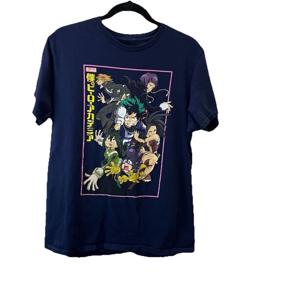 My Hero Academia Navy Blue Anime Graphic Tee Shirt Short Sleeve Womens Size L - Picture 1 of 5